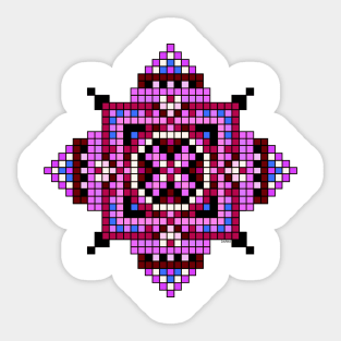 small purple pocket size pixelated mandala Sticker